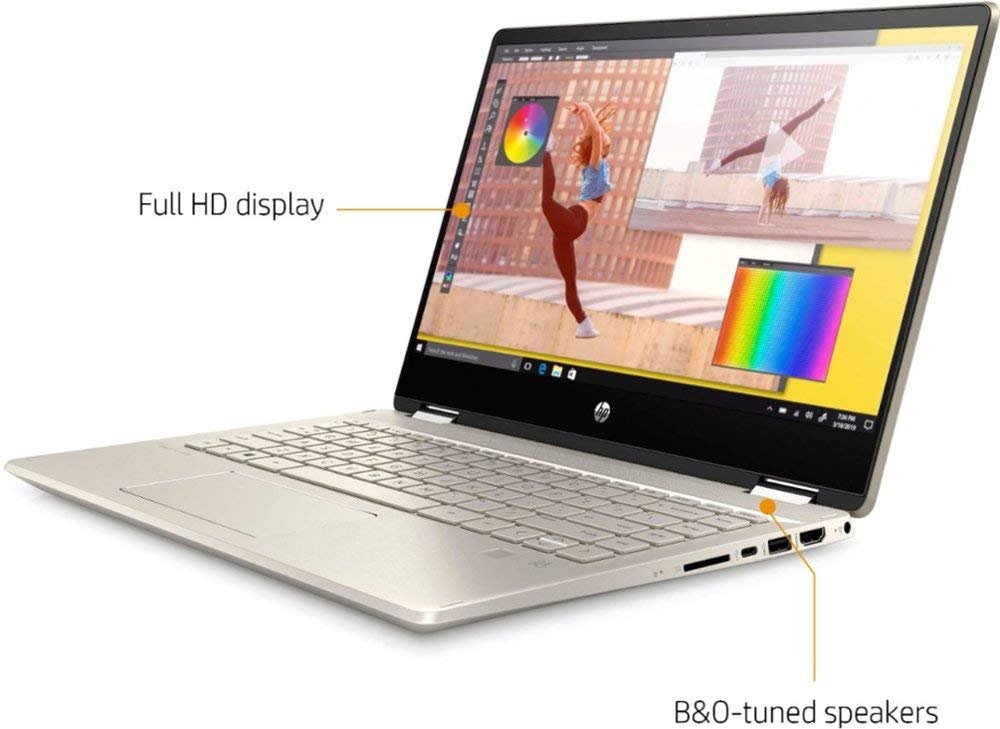 HP Pavilion x360 2-in-1 14" FHD WLED-Backlit Touchscreen Laptop, Intel Quad-Core i5-10210U, 8GB DDR4, 256GB SSD + 16GB Optane, Webcam, Backlit Keyboard, Fingerprint Reader, USB 3.1-C, Windows 10