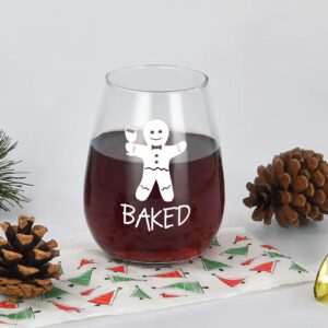 Set of 4 Christmas Stemless Wine Glass - Funny Christmas Themed Wine Glass for Holiday Party Decorative - Unique Christmas Gifts for Family Friends Coworkers or Daily Use 15 Oz