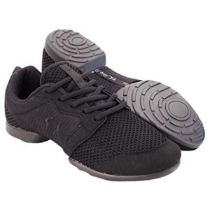 Very Fine Unisex Dance Sneakers - VFSN024 and Foldable Brush Bundle - Black - 10 Women/9 Men