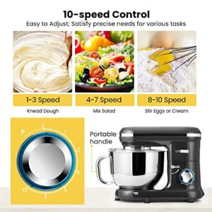 VIVOHOME Stand Mixer, 660W 10 Speed 6 Quart Tilt-Head Kitchen Electric Food Mixer with Beater, Dough Hook, Wire Whip and Egg Separator, Black