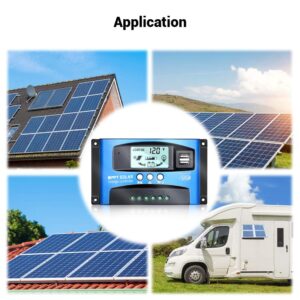 iSunergy MPPT Solar Charge Controller 100A 12V/24V Auto Solar Panel Intelligent Regulator with Dual USB Port LCD Display for Lead Acid Batteries