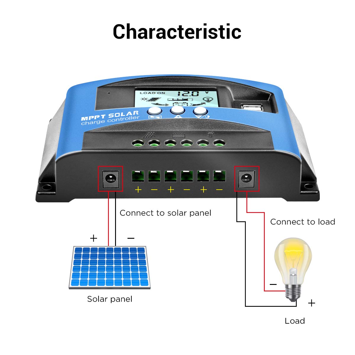 iSunergy MPPT Solar Charge Controller 100A 12V/24V Auto Solar Panel Intelligent Regulator with Dual USB Port LCD Display for Lead Acid Batteries