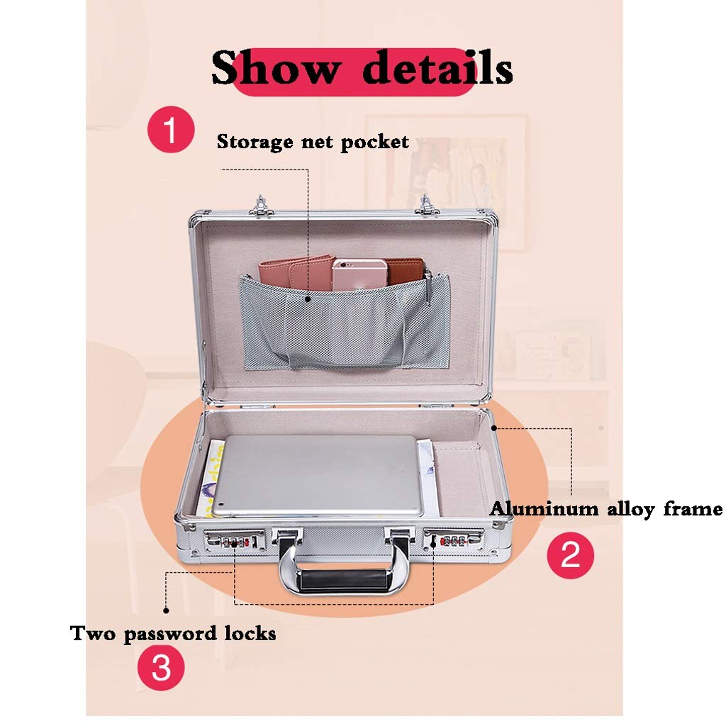 Fireproof Waterproof Box with Key Lock,File Storage Chest Personal Mobile Tote Box，for Portable Travel，Office (Color : Silver)