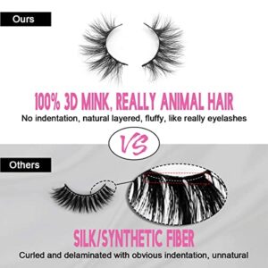 SWINGINGHAIR Lashes, 3D Eyelashes 19mm Natural False Eyelashes Siberian 3D Lashes Natural Look Eyelashes Hand-made Fluffy Volume Lashes 1 Pair