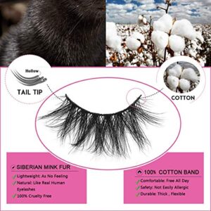 SWINGINGHAIR Lashes, 3D Eyelashes 19mm Natural False Eyelashes Siberian 3D Lashes Natural Look Eyelashes Hand-made Fluffy Volume Lashes 1 Pair