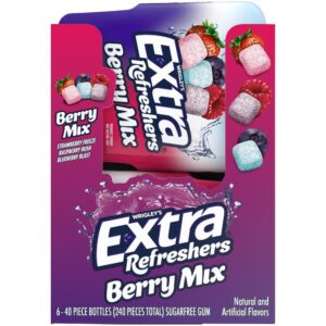 extra refreshers berry mix gum, 3.21-ounce 40-piece bottle (pack of 6)