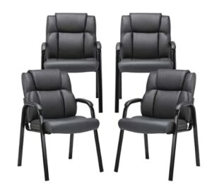 clatina leather guest chair with padded arm rest for reception meeting conference and waiting room side office home black 4 pack
