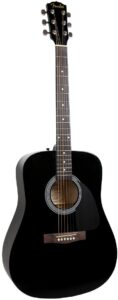 fender fa-115 dreadnought acoustic guitar pack, with 2-year warranty, black, with gig bag and accessories