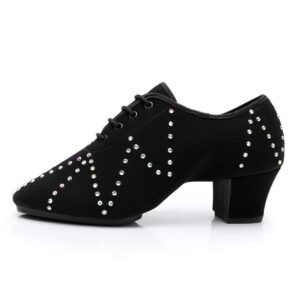 ykxlm black modern jazz dance shoes latin ballroom dance sneakers oxford cloth boost dance sports shoes,model whnjb-5cm-jd, 6.5 b(m) us