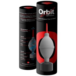 orbit blower with hepa filter - air blower camera and lens cleaner - camera sensor blower - for all cameras, sensors, electronics and sensitive equipment - dust free air blower.
