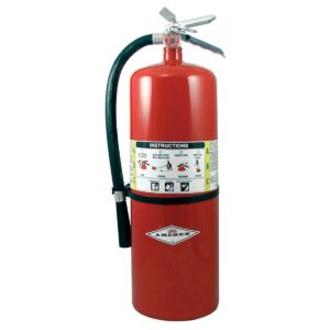 amerex a411, 20lb abc dry chemical class a b c multi-purpose 20 pound fire extinguisher with wall bracket.