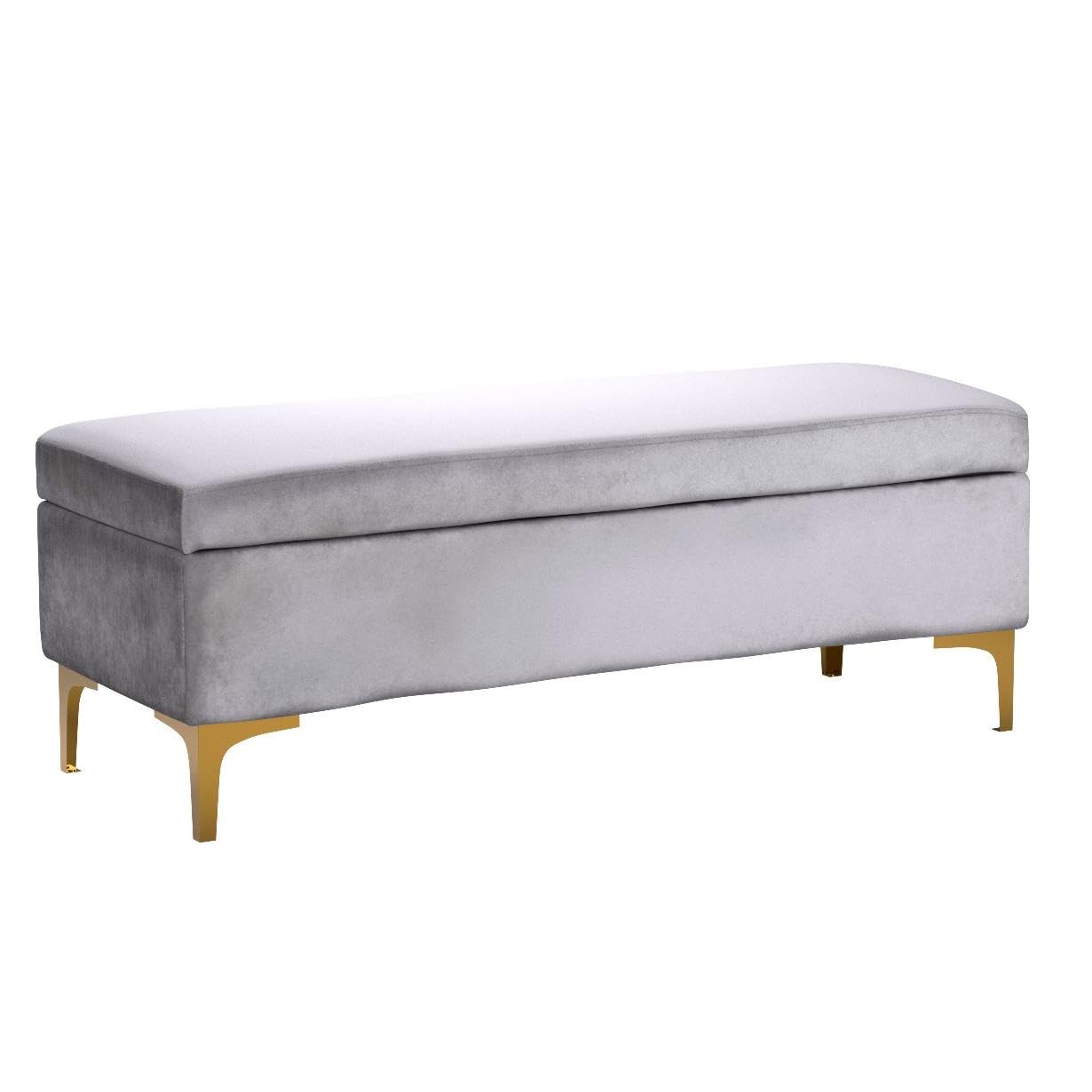 DAGONHIL Rectangular Ottoman, Velvet Upholstered Storage Bench,Foot Stool Lift Top for Living Room (Gray)