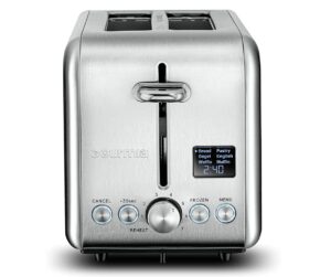 gourmia digital toaster with 5 toast functions, including waffle, english muffin and pastry, 7 shade settings, rapid reheat mode and extra wide slots - stainless steel gdt2445 (brushed stainless)