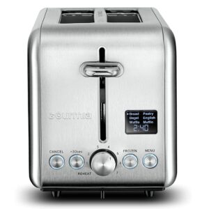 Gourmia Digital Toaster with 5 Toast Functions, Including Waffle, English Muffin and Pastry, 7 Shade Settings, Rapid Reheat Mode and Extra Wide Slots - Stainless Steel GDT2445 (Brushed Stainless)
