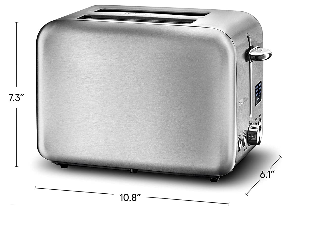 Gourmia Digital Toaster with 5 Toast Functions, Including Waffle, English Muffin and Pastry, 7 Shade Settings, Rapid Reheat Mode and Extra Wide Slots - Stainless Steel GDT2445 (Brushed Stainless)