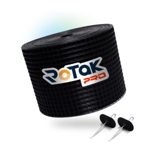 rotak critter guard pro | 8in x 100ft solar panel bird prevention roll kit with 100 fastener clips | heavy duty galvanized black pvc coated ½ inch wire roll mesh (8" pro + 100 clips)