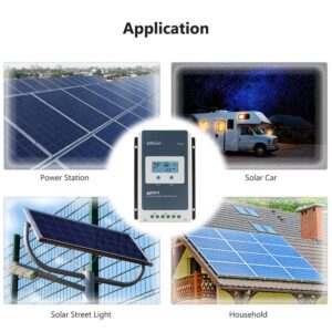 EPEVER 40A MPPT Solar Charge Controller 12/24V DC Automatically Identifying System Voltage Common Negative Grounding Compitable with Lead-Acid and Lithium Batteries