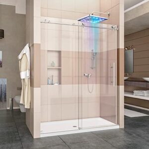 Shower Head, Contemporary LED Color Changing Overhead Rainfall Shower Head Chrome Finish Eco-Friendly Stainless Steel Body