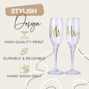 Mr and Mrs Champagne Flutes - Wedding Champagne Flutes for Bride & Groom Champagne Glasses - Mr and Mrs Gifts - 6oz Wedding Glasses for Bride and Groom Gifts, Wedding Toasting Glasses, Wedding Flutes