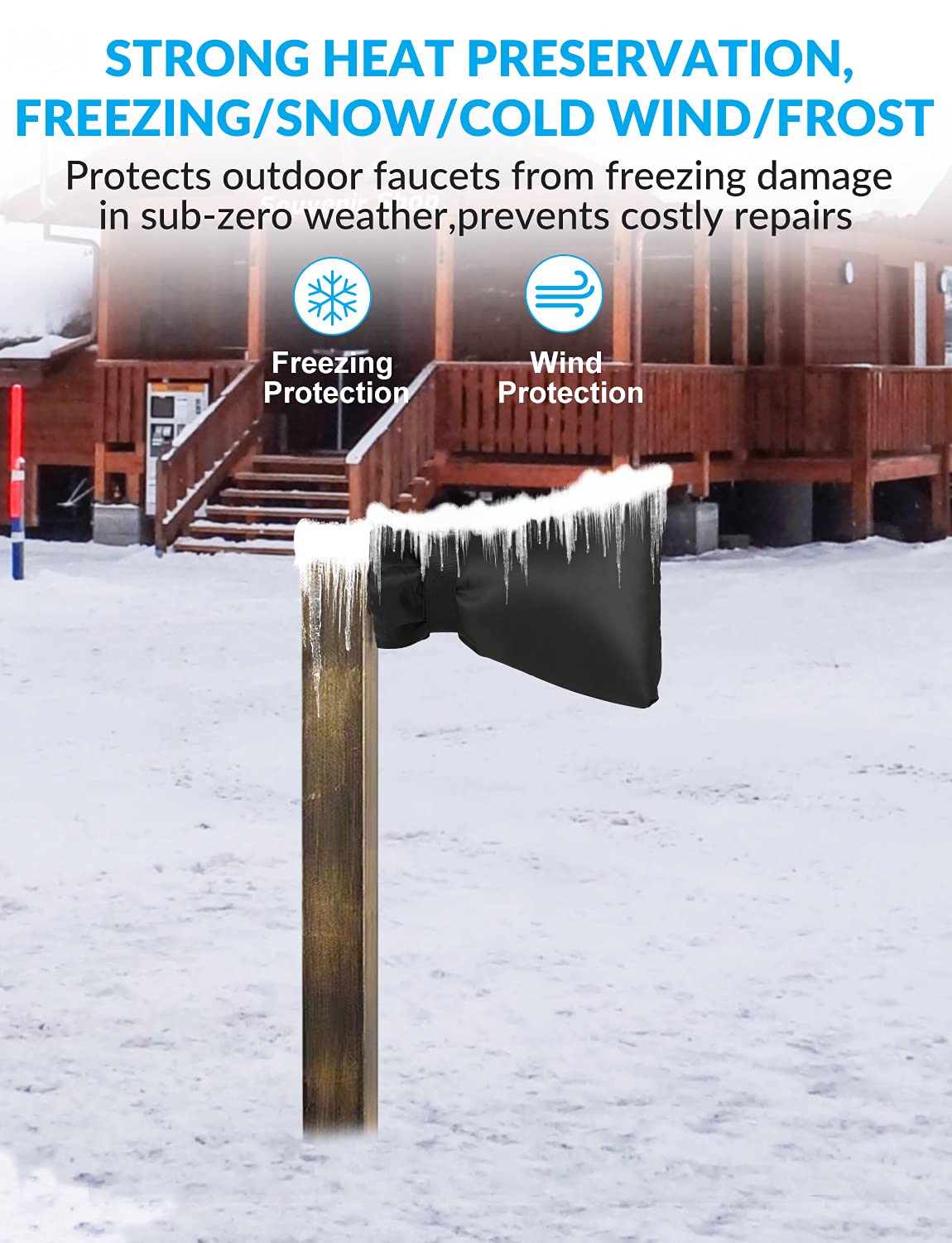 Outdoor Faucet Cover for Winter - Pro 7.1"W x 10.6"H Outdoor Water Faucet Cover Socks for Winter Freeze Protection Pipe Insulation Reusable Waterproof Insulated Spigot backflow Cover,Black