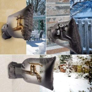 Outdoor Faucet Cover for Winter - Pro 7.1"W x 10.6"H Outdoor Water Faucet Cover Socks for Winter Freeze Protection Pipe Insulation Reusable Waterproof Insulated Spigot backflow Cover,Black