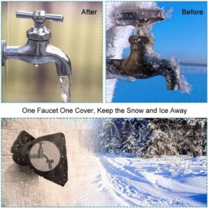 Outdoor Faucet Cover for Winter - Pro 7.1"W x 10.6"H Outdoor Water Faucet Cover Socks for Winter Freeze Protection Pipe Insulation Reusable Waterproof Insulated Spigot backflow Cover,Black