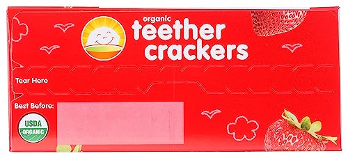 Happy Baby Organic Strawberry & Beet Teether Crackers 12 Count, 1.7 OZ