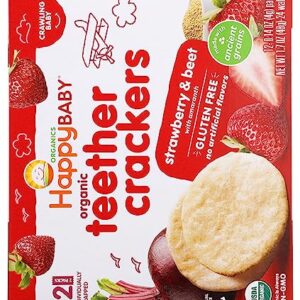 Happy Baby Organic Strawberry & Beet Teether Crackers 12 Count, 1.7 OZ