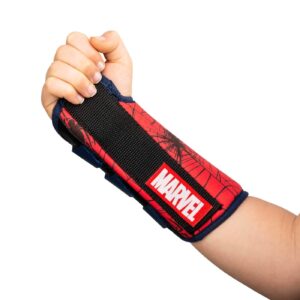 donjoy advantage comfort wrist brace for youth/kids featuring marvels captain america, spider-man to aid sprains strains support tendonitis carpal tunnel - spider-man x-small - left