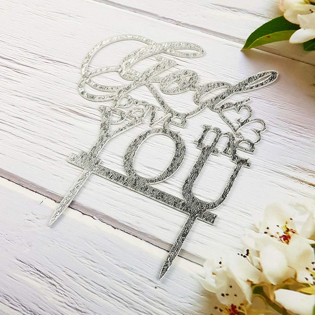 God Gave Me You Wedding Cake Topper for Wedding/Engagement/Marriage Party Decorations (Silver Glitter Acrylic)