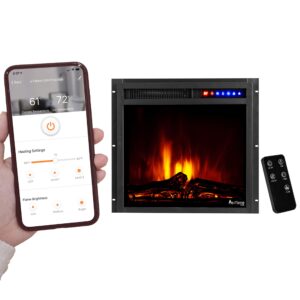 e-Flame USA Montana 19"x18" LED Electric Fireplace Stove Insert with Remote - 3D Logs and Fire (Black)