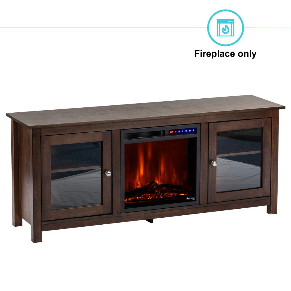 e-Flame USA Montana 19"x18" LED Electric Fireplace Stove Insert with Remote - 3D Logs and Fire (Black)