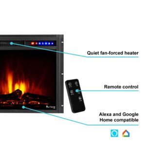 e-Flame USA Montana 19"x18" LED Electric Fireplace Stove Insert with Remote - 3D Logs and Fire (Black)