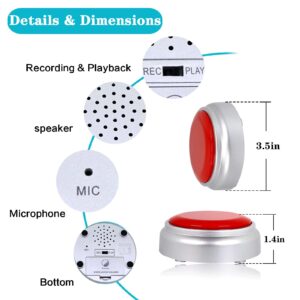 Recordable Button,Record Talking Button,Easy Button 30S Voice Recordable Button Sound Effect Button with Play Back （Red and Silver）