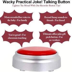 Recordable Button,Record Talking Button,Easy Button 30S Voice Recordable Button Sound Effect Button with Play Back （Red and Silver）