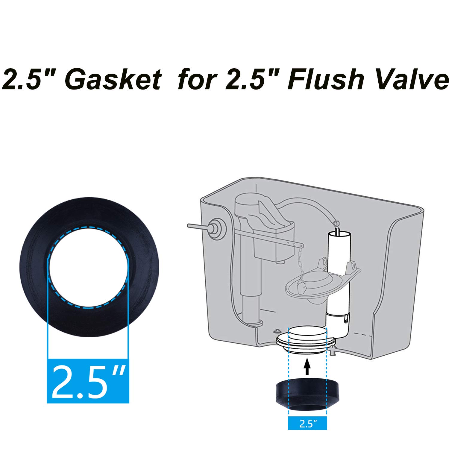 Hibbent Universal Toilet Tank to Bowl Gaskets with 3 Sets Brass Hardware Kits Fits Most 2-Inch 2.5-Inch Flush Valve Opening 2-Piece Toilet Tanks