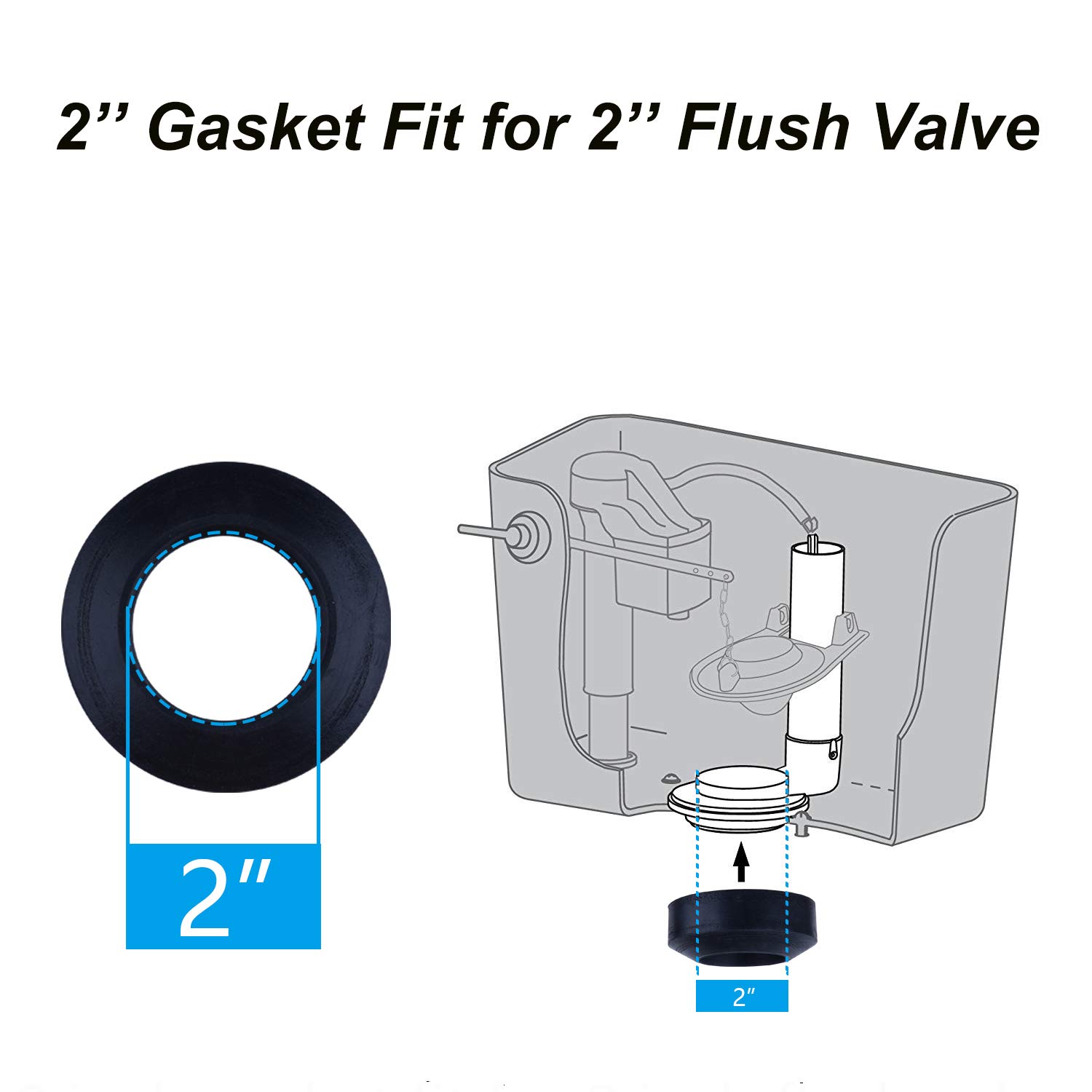 Hibbent Universal Toilet Tank to Bowl Gaskets with 3 Sets Brass Hardware Kits Fits Most 2-Inch 2.5-Inch Flush Valve Opening 2-Piece Toilet Tanks