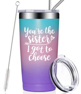 fufandi gifts for best friend - best friend birthday gifts for women - friendship christmas gifts for female friend - gifts for sister from sister - you're the sister i got to choose tumbler