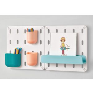 iDesign Cade BPA-Free Plastic Modular Hanging Pegboard Organizer Storage Shelf, 12.71" x 3.7" x 2.25", Aqua