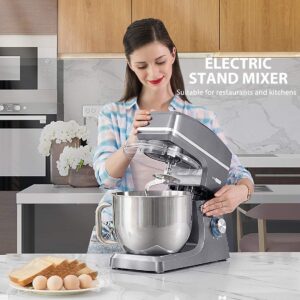 VIVOHOME 7.5 Quart Stand Mixer, 660W 6-Speed Tilt-Head Kitchen Electric Food Mixer with Beater, Dough Hook, Wire Whip, and Egg Separator, Iron Gray