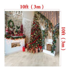 AIIKES 10x10FT Fireplace Backdrop for Indoor Xmas Tree Photoshoots and Holiday Parties - Gift Decor and Photo Studio Prop - 11-752