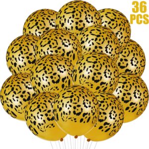 gejoy 36 pieces leopard balloons cheetah balloons leopard print balloons jungle animal balloons leopard spots latex balloons for jungle zoo animals party supplies