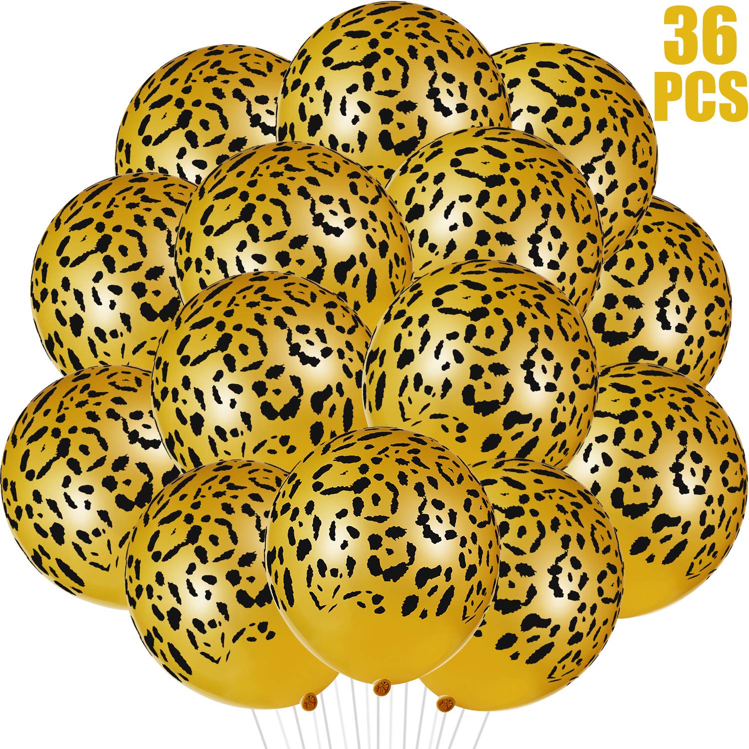 Gejoy 36 Pieces Leopard Balloons Cheetah Balloons Leopard Print Balloons Jungle Animal Balloons Leopard Spots Latex Balloons for Jungle Zoo Animals Party Supplies