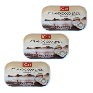 ican icelandic wild cod liver 4.06oz/115g pack of 3