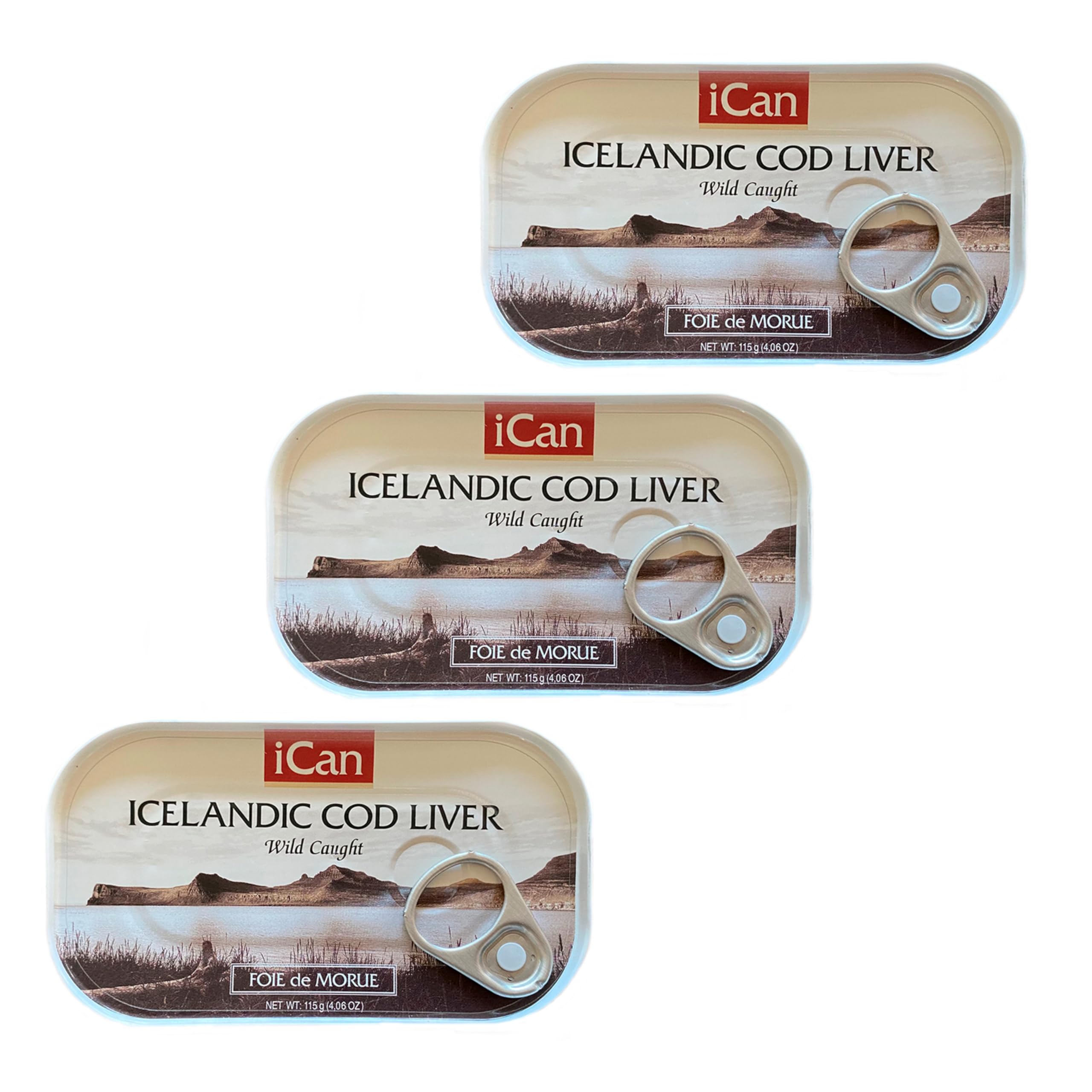 Ican Icelandic Wild Cod Liver 4.06oz/115g Pack of 3
