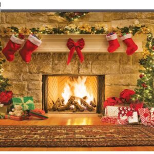 CYLYH 10x8ft Christmas Photography Backdrops Child Christmas Fireplace Decoration Background for PhotoChristmas Party Background D087