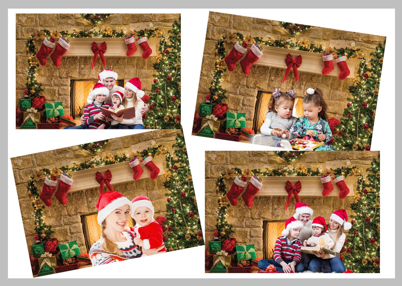 CYLYH 10x8ft Christmas Photography Backdrops Child Christmas Fireplace Decoration Background for PhotoChristmas Party Background D087