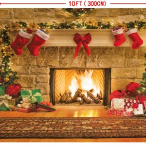 CYLYH 10x8ft Christmas Photography Backdrops Child Christmas Fireplace Decoration Background for PhotoChristmas Party Background D087
