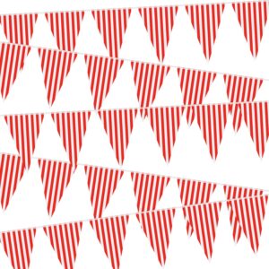5 packs carnival circus party decorations supplies, circus carnival bunting banner, red and white pennant banner triangle bunting flag for carnival birthday party, 7.4 x 10.8 inch