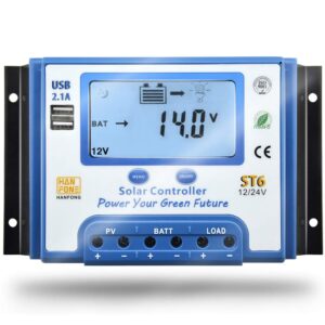20a solar charge controller 12v/24v automatic voltage recognition solar panel charging discharge regulator with dual 5v usb output backlight lcd display